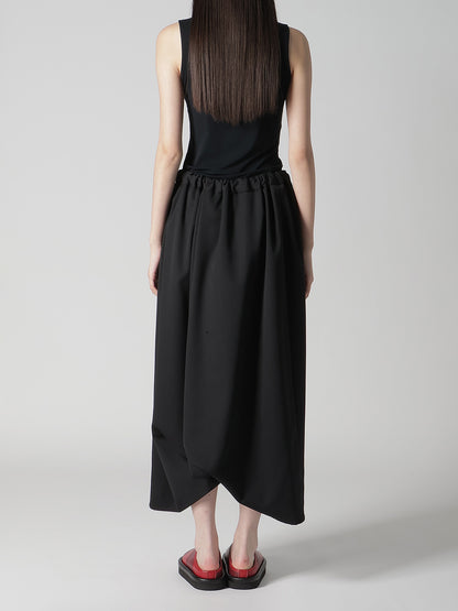 WOOL GABARDINE TUCK SKIRT