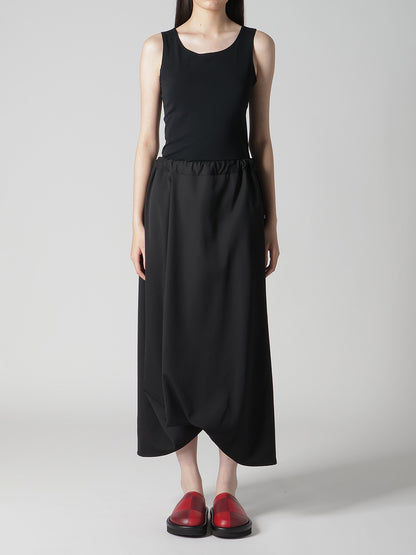 WOOL GABARDINE TUCK SKIRT