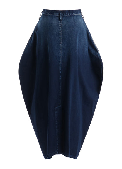 8OZ SPOTTED DENIM SIDE DRAPE SKIRT