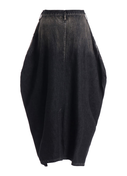 8OZ SPOTTED DENIM SIDE DRAPE SKIRT