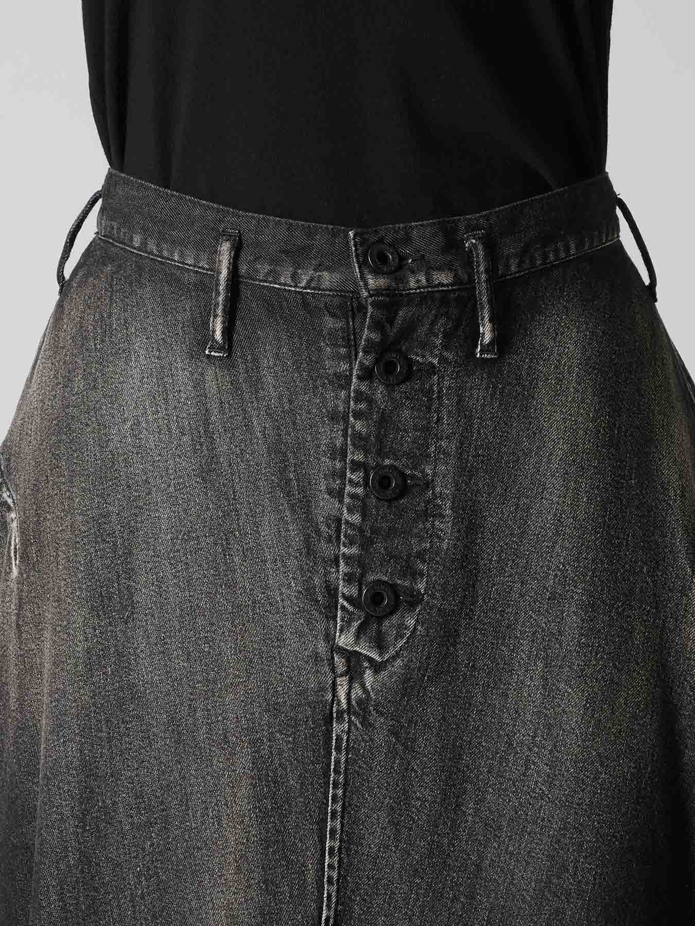 8OZ SPOTTED DENIM SIDE DRAPE SKIRT