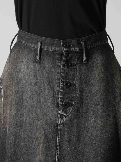 8OZ SPOTTED DENIM SIDE DRAPE SKIRT