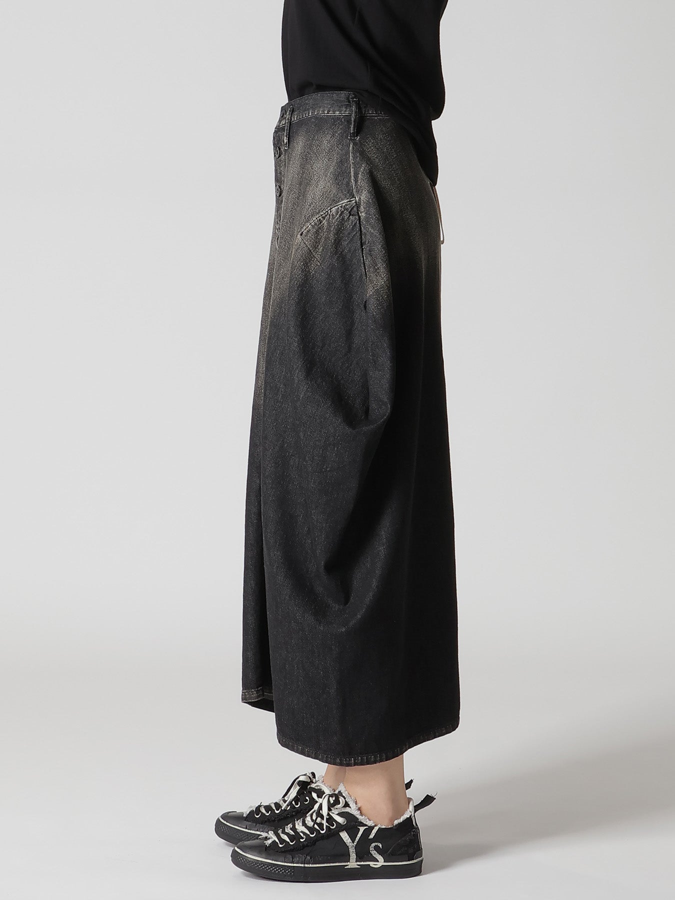 8OZ SPOTTED DENIM SIDE DRAPE SKIRT – THE SHOP YOHJI YAMAMOTO