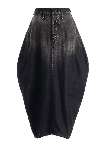 8OZ SPOTTED DENIM SIDE DRAPE SKIRT