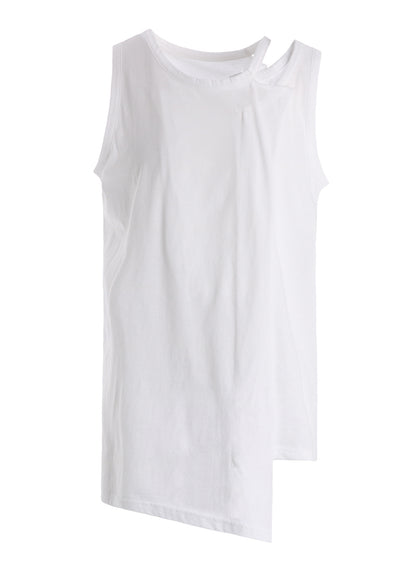 COTTON JERSEY ASYMMETRIC SLEEVLESS TEE