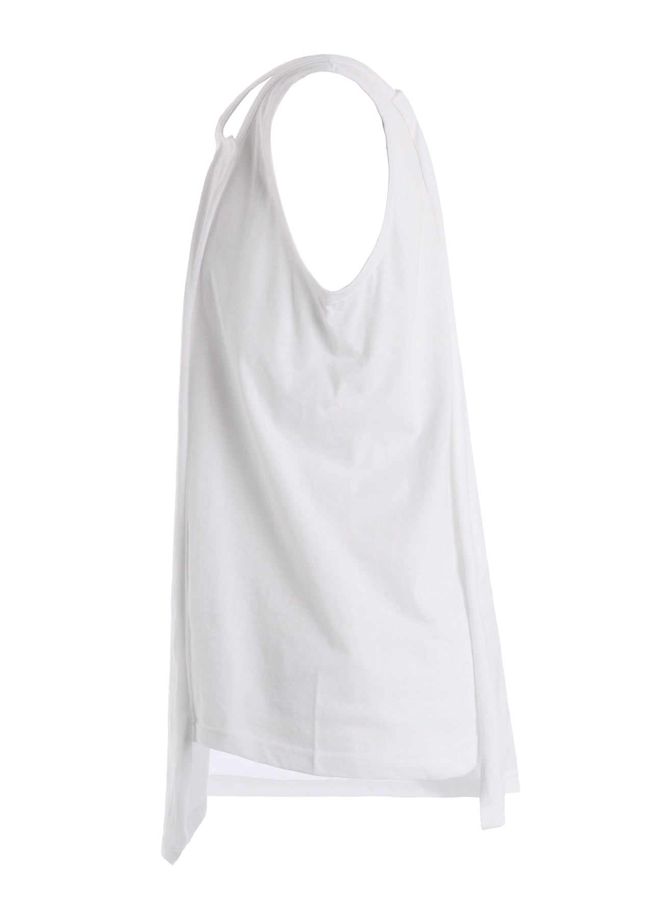 COTTON JERSEY ASYMMETRIC SLEEVLESS TEE