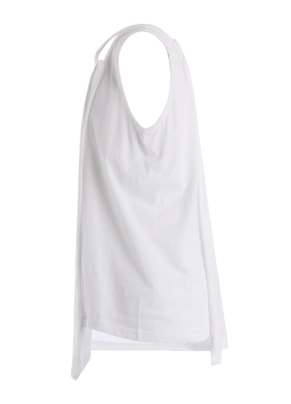 COTTON JERSEY ASYMMETRIC SLEEVLESS TEE