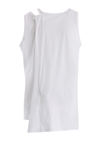 COTTON JERSEY ASYMMETRIC SLEEVLESS TEE