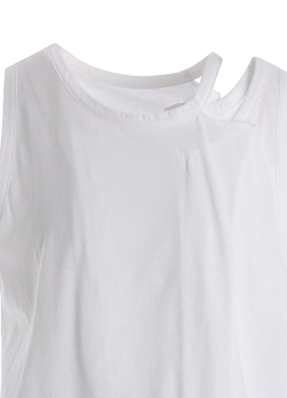 COTTON JERSEY ASYMMETRIC SLEEVLESS TEE