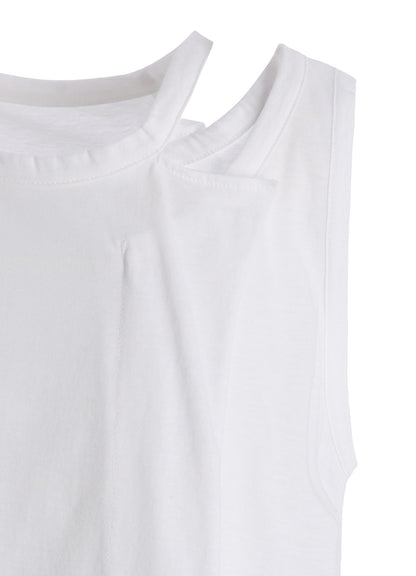 COTTON JERSEY ASYMMETRIC SLEEVLESS TEE