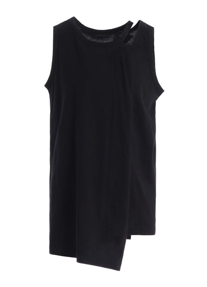 COTTON JERSEY ASYMMETRIC SLEEVLESS TEE