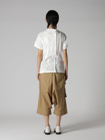 CRUSH JACQUARD OFFNECK SHORT SLEEVE TEE