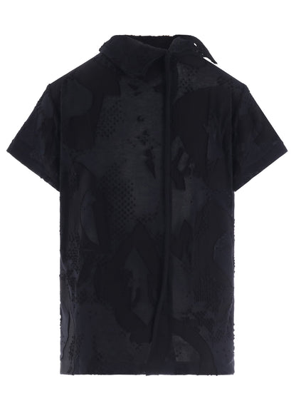 CRUSH JACQUARD OFFNECK SHORT SLEEVE TEE