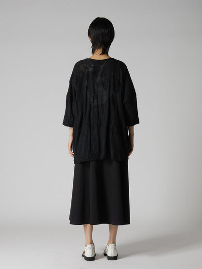 CRUSH JACQUARD ROUND NECK BIG TEE