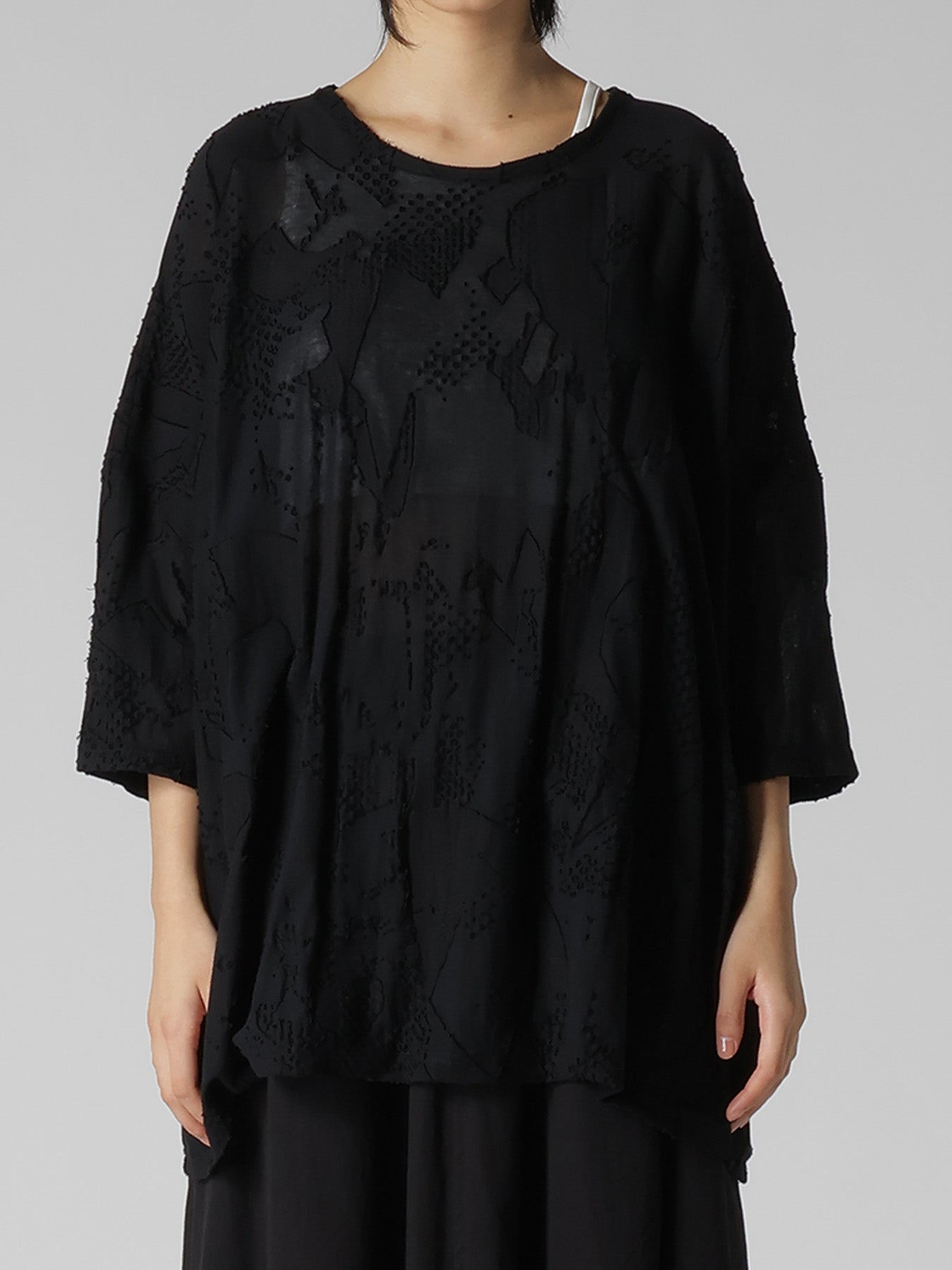 CRUSH JACQUARD ROUND NECK BIG TEE