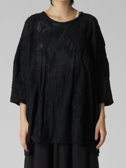 CRUSH JACQUARD ROUND NECK BIG TEE