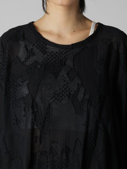 CRUSH JACQUARD ROUND NECK BIG TEE