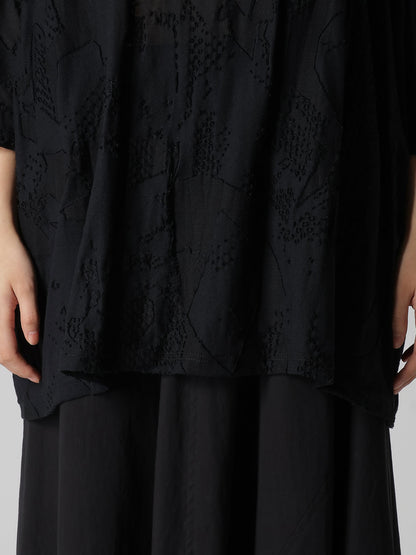 CRUSH JACQUARD ROUND NECK BIG TEE