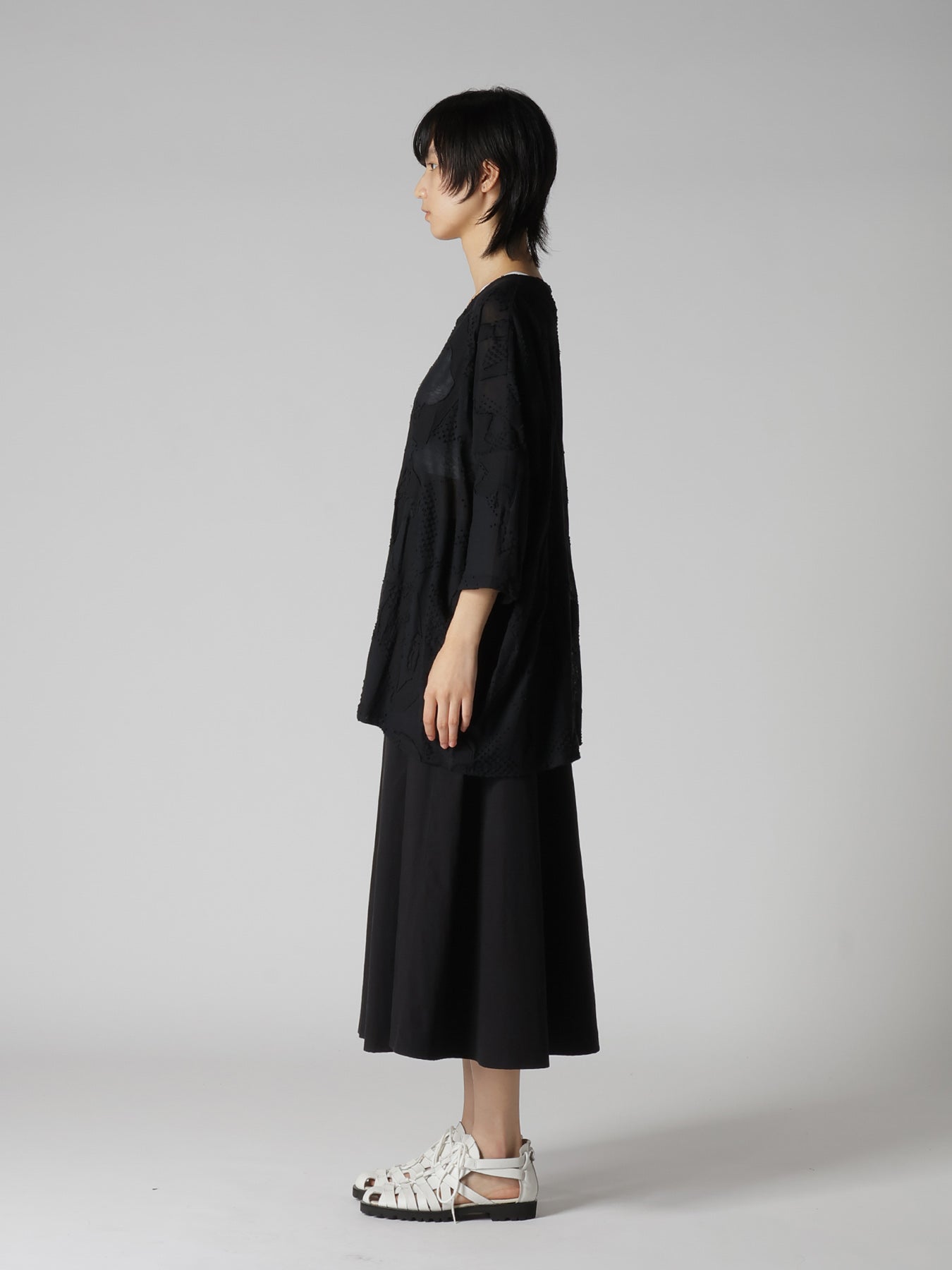 CRUSH JACQUARD ROUND NECK BIG TEE