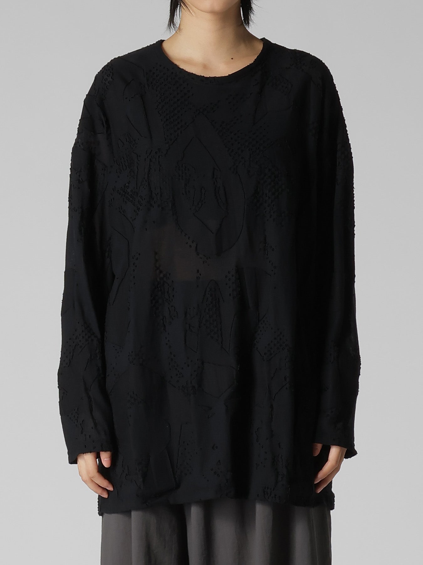 CRUSH JACQUARD BIG LONG SLEEVE TEE
