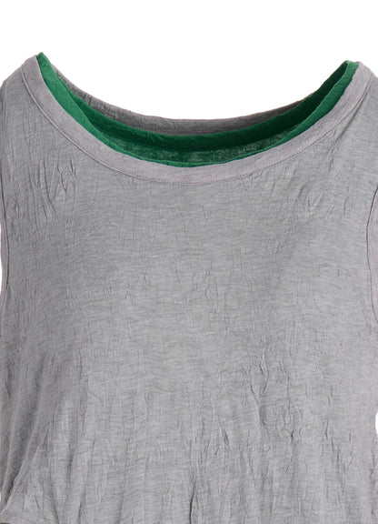COTTON JERSEY DOUBLED SLEEVELESS TEE