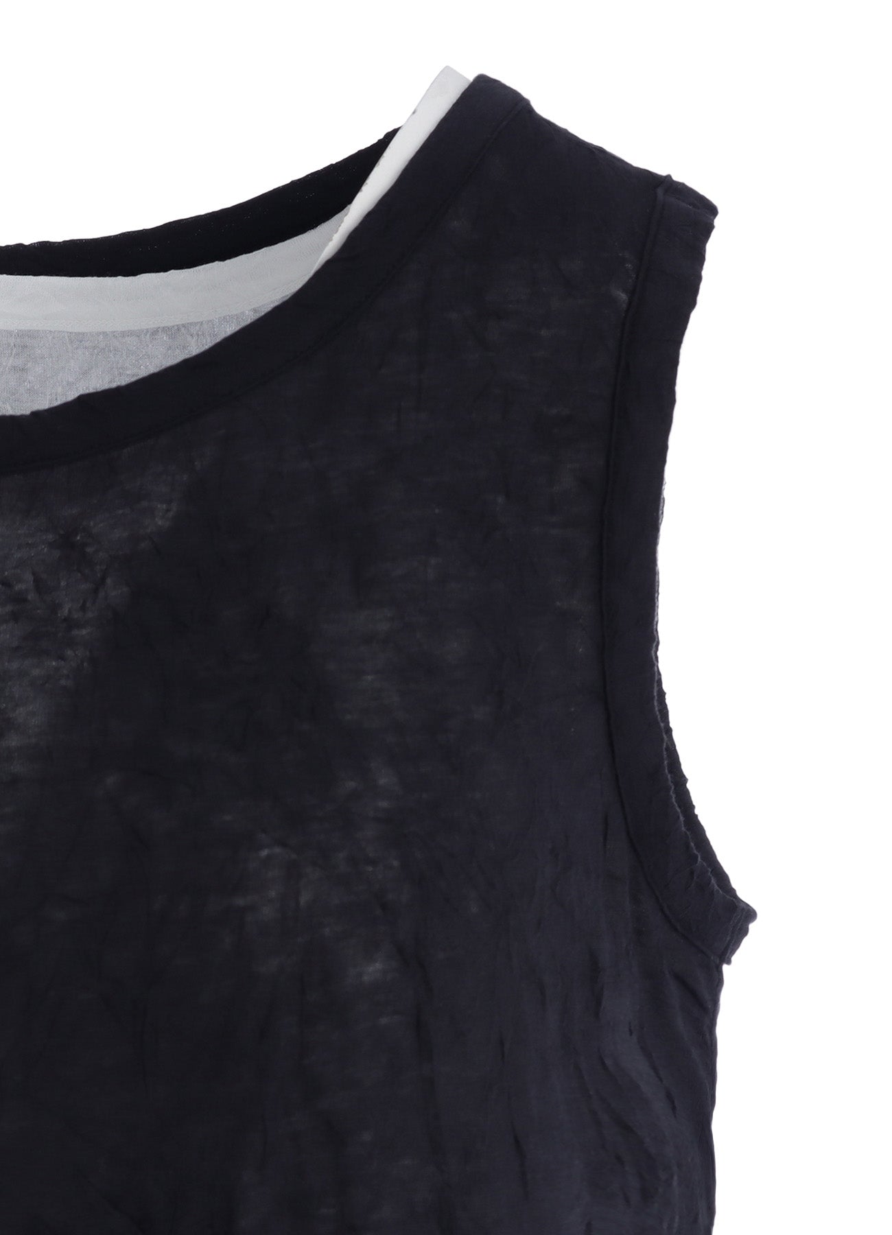 COTTON JERSEY DOUBLED SLEEVELESS TEE