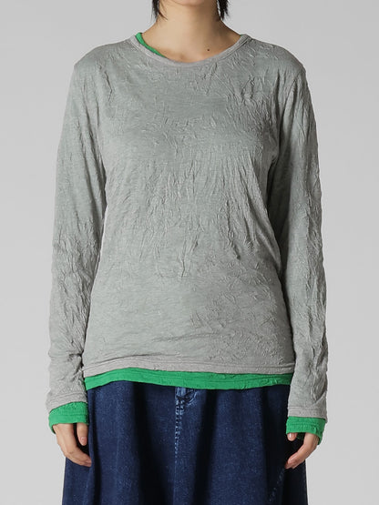 COTTON JERSEY DOUBLE LONG SLEEVE TEE