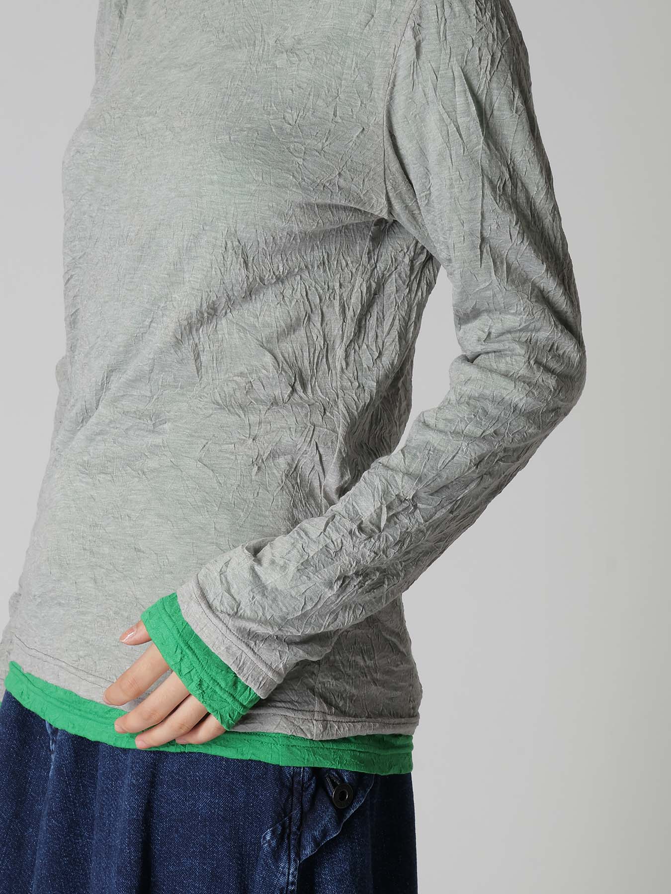 COTTON JERSEY DOUBLE LONG SLEEVE TEE