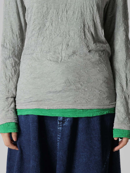 COTTON JERSEY DOUBLE LONG SLEEVE TEE