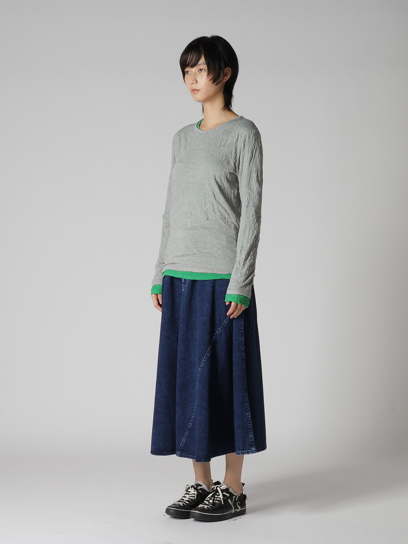 COTTON JERSEY DOUBLE LONG SLEEVE TEE