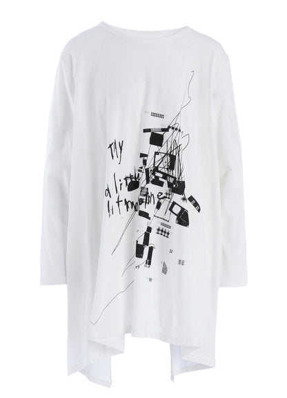 COTTON JERSEY MESSAGE PRINT LONG SLEEVE TEE