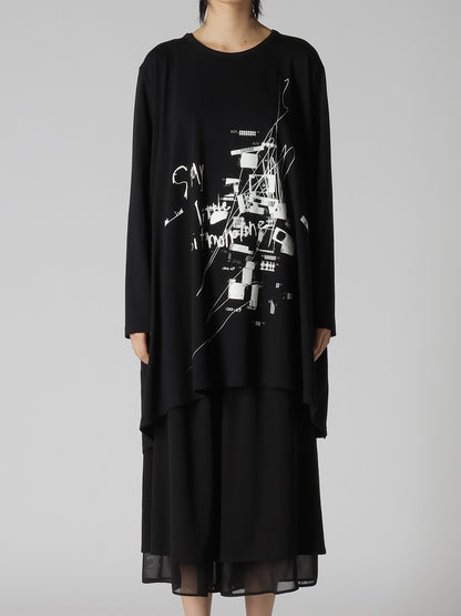 COTTON JERSEY MESSAGE PRINT LONG SLEEVE TEE