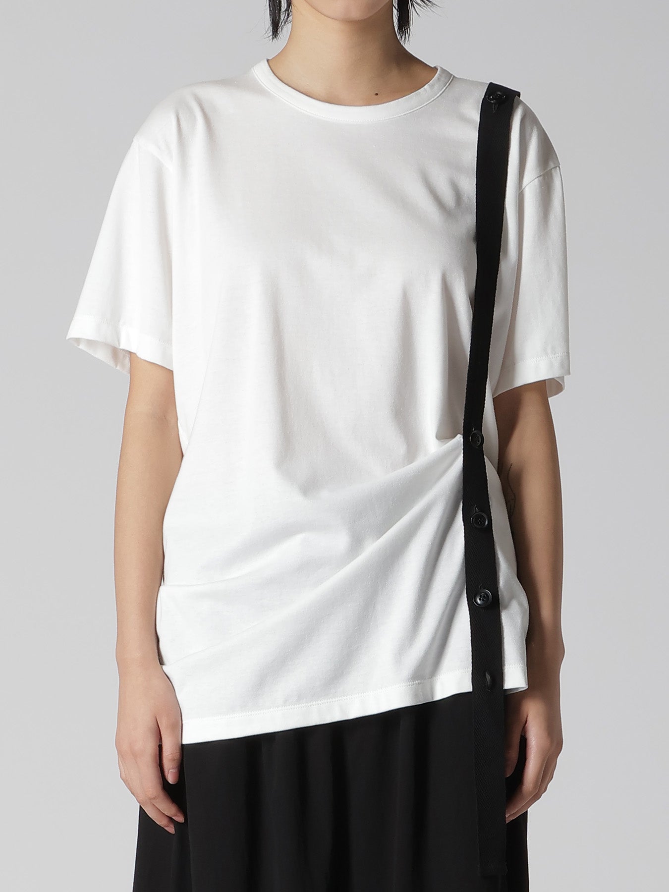 COTTON JERSEY BELTED HALF SLEEVE TEE