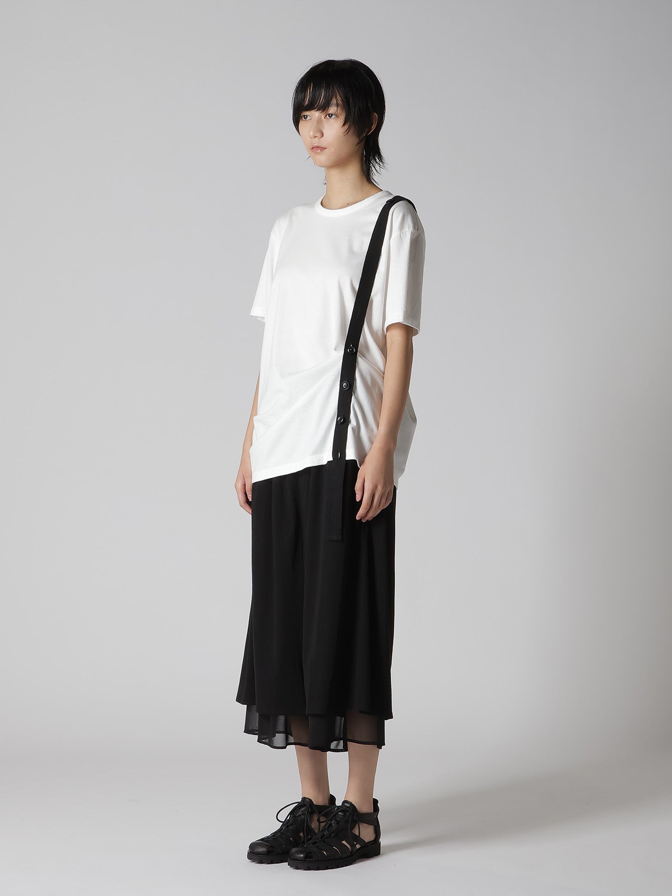 COTTON JERSEY BELTED HALF SLEEVE TEE