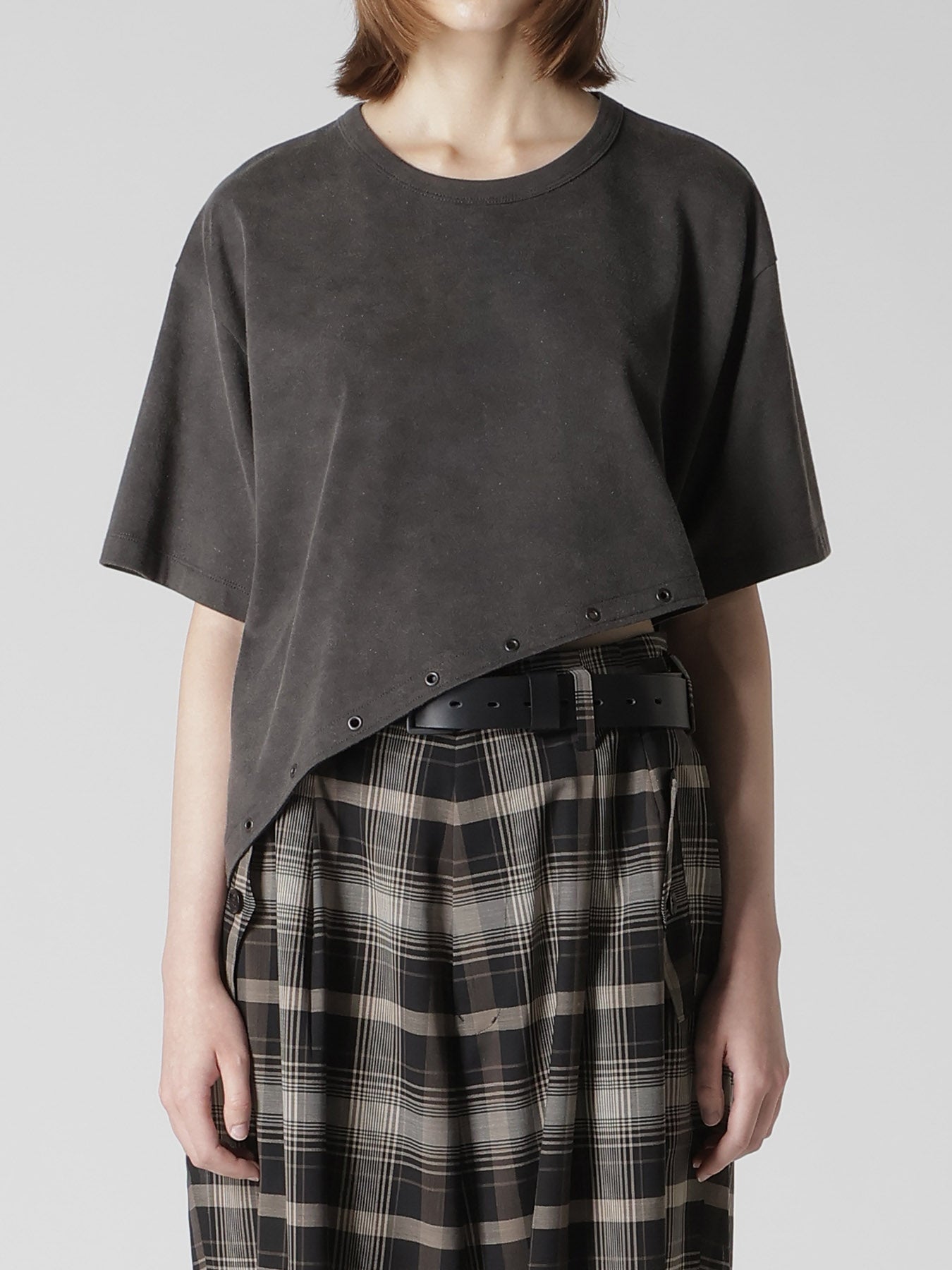 COTTON JERSEY ASYMMETRIC CROPPED TEE