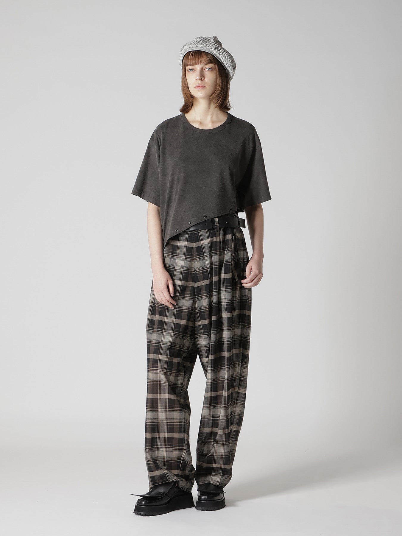 COTTON JERSEY ASYMMETRIC CROPPED TEE