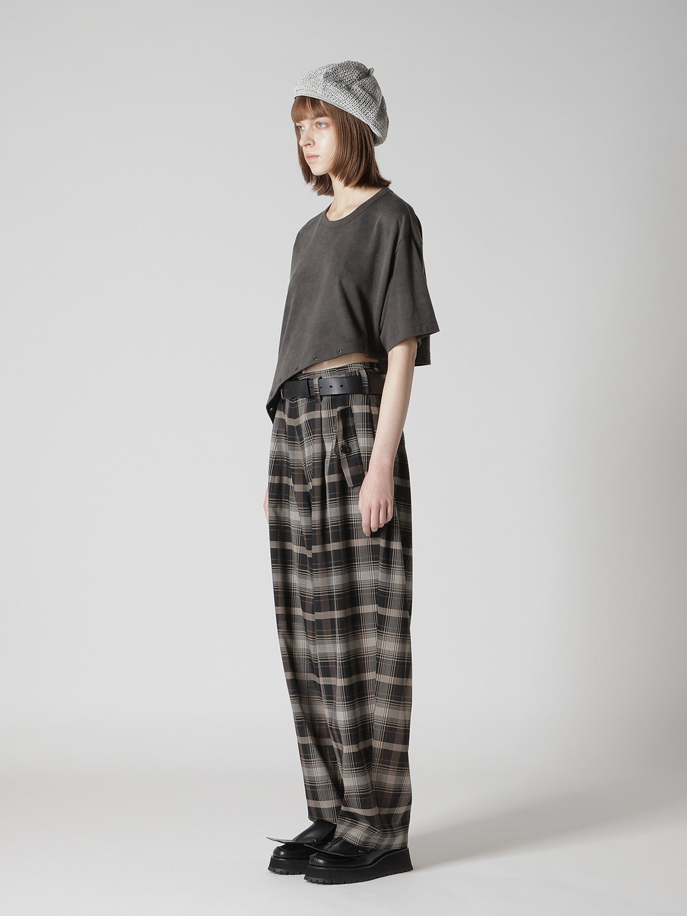 COTTON JERSEY ASYMMETRIC CROPPED TEE