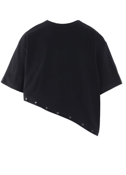 COTTON JERSEY ASYMMETRIC CROPPED TEE