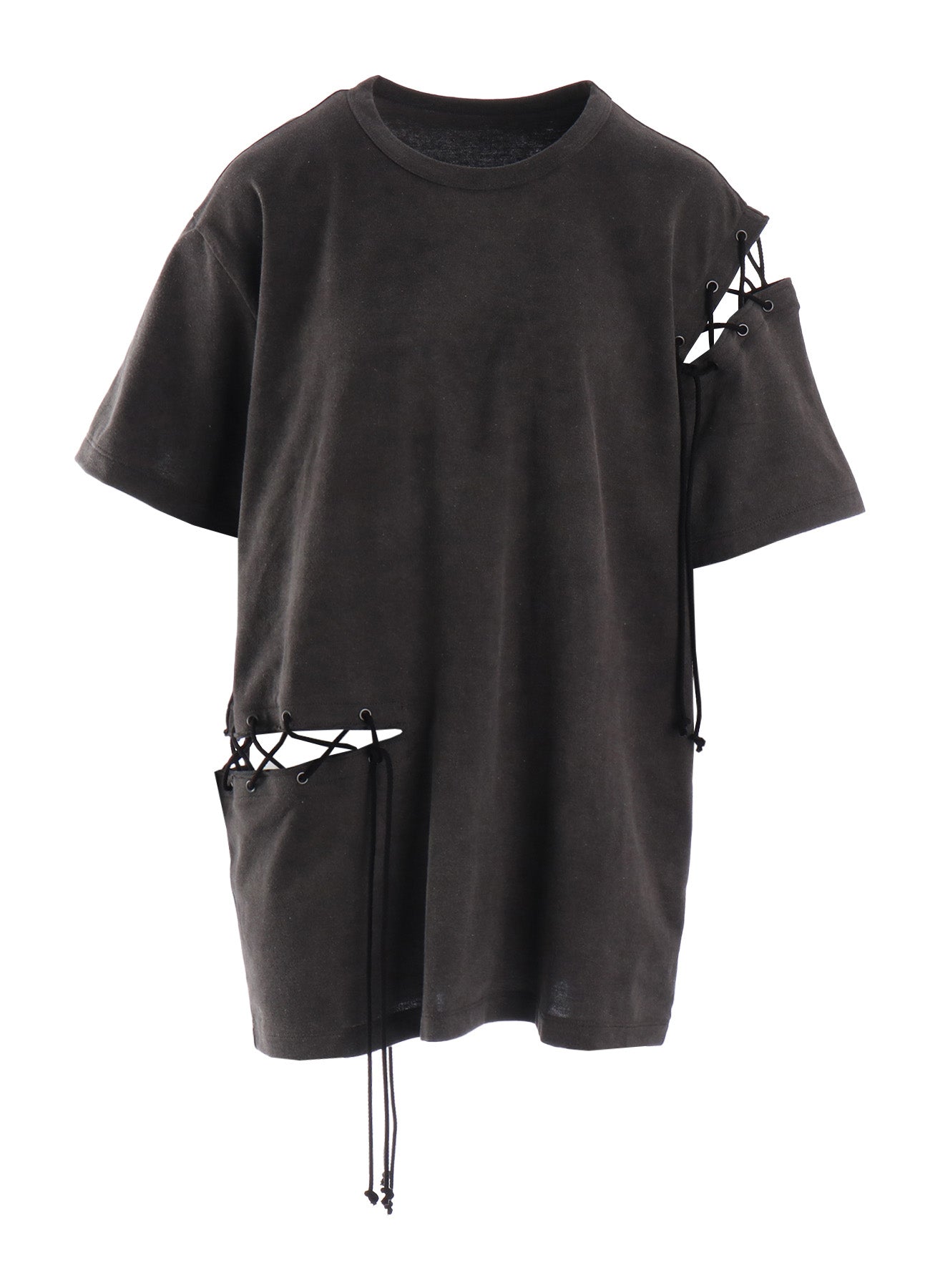 COTTON JERSEY LACE UP HALF SLEEVE TEE
