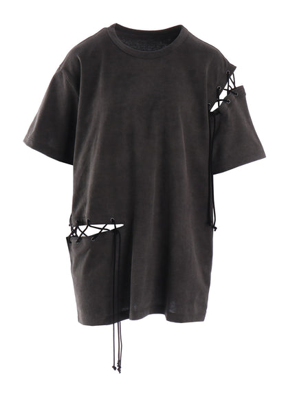 COTTON JERSEY LACE UP HALF SLEEVE TEE