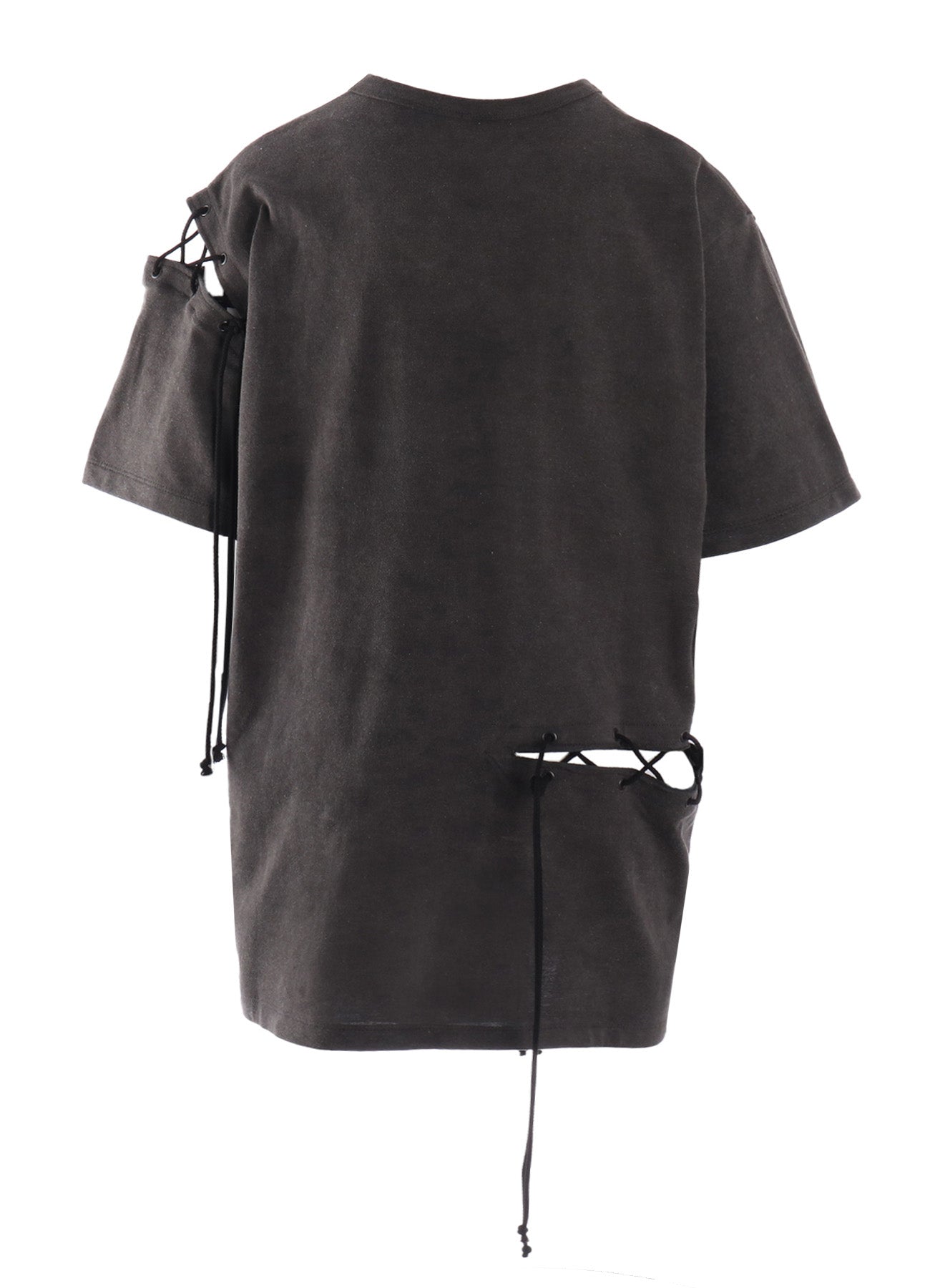 COTTON JERSEY LACE UP HALF SLEEVE TEE – THE SHOP YOHJI YAMAMOTO