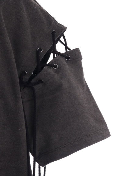 COTTON JERSEY LACE UP HALF SLEEVE TEE