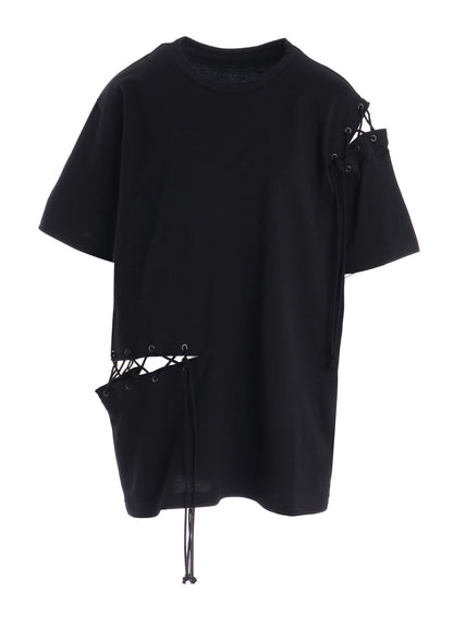 COTTON JERSEY LACE UP HALF SLEEVE TEE