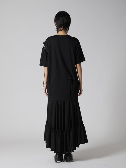 COTTON JERSEY LACE UP HALF SLEEVE TEE