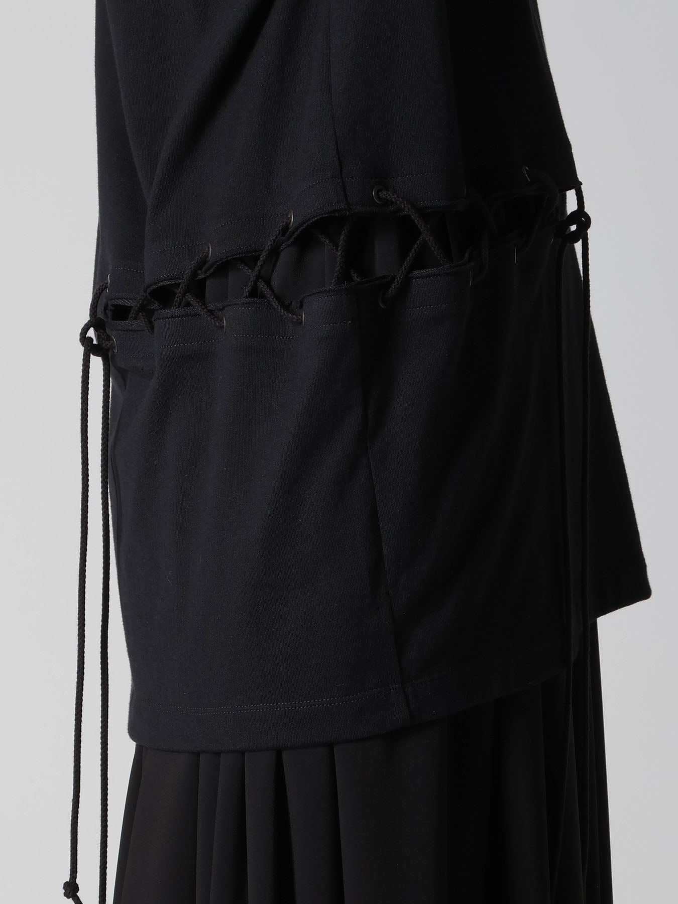 COTTON JERSEY LACE UP HALF SLEEVE TEE