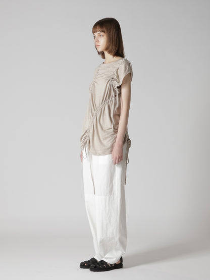 LINEN JERSEY SHIRRING TEE
