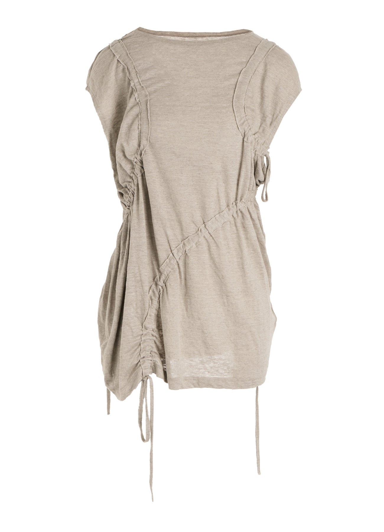 LINEN JERSEY SHIRRING TEE