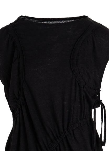 LINEN JERSEY SHIRRING TEE