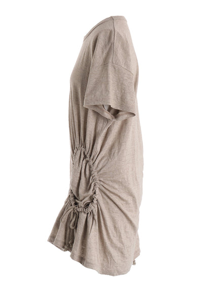 LINEN JERSEY SHIRRING POCKET TEE