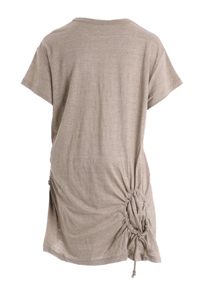 LINEN JERSEY SHIRRING POCKET TEE
